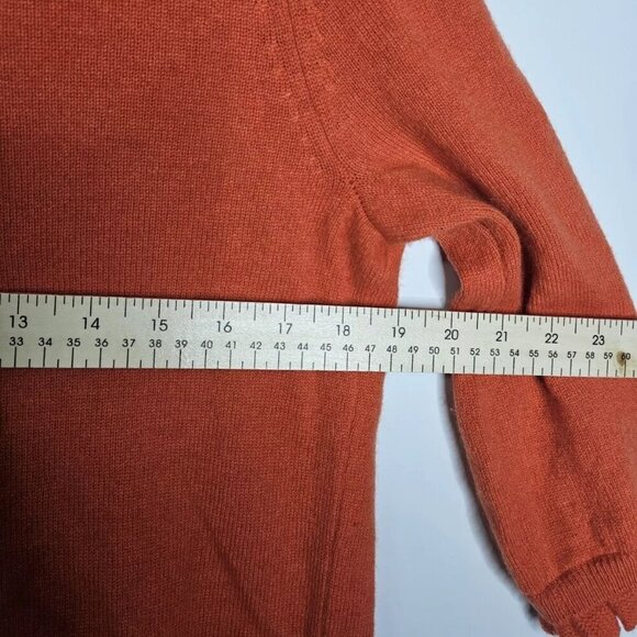 Sutton Cashmere crew Neck Sweater Modern Classic cardigan Orange Ruffles M - Picture 4 of 6